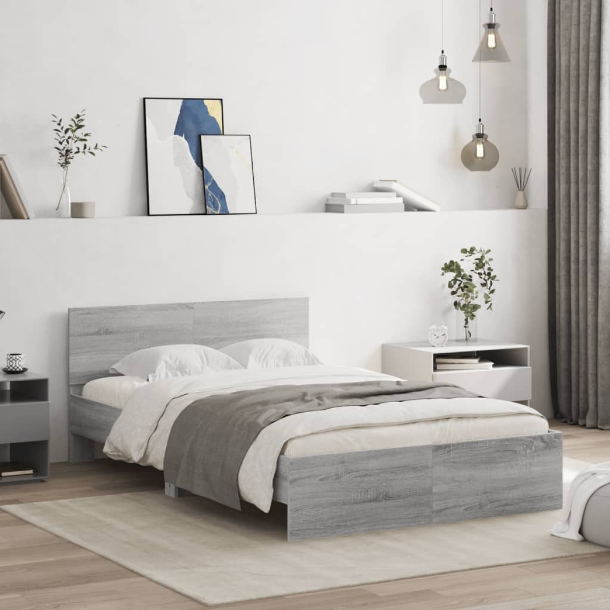 vidaXL Bed Frame with Headboard Old Wood 90 x 200 cm Engineered Wood - from vidaXL