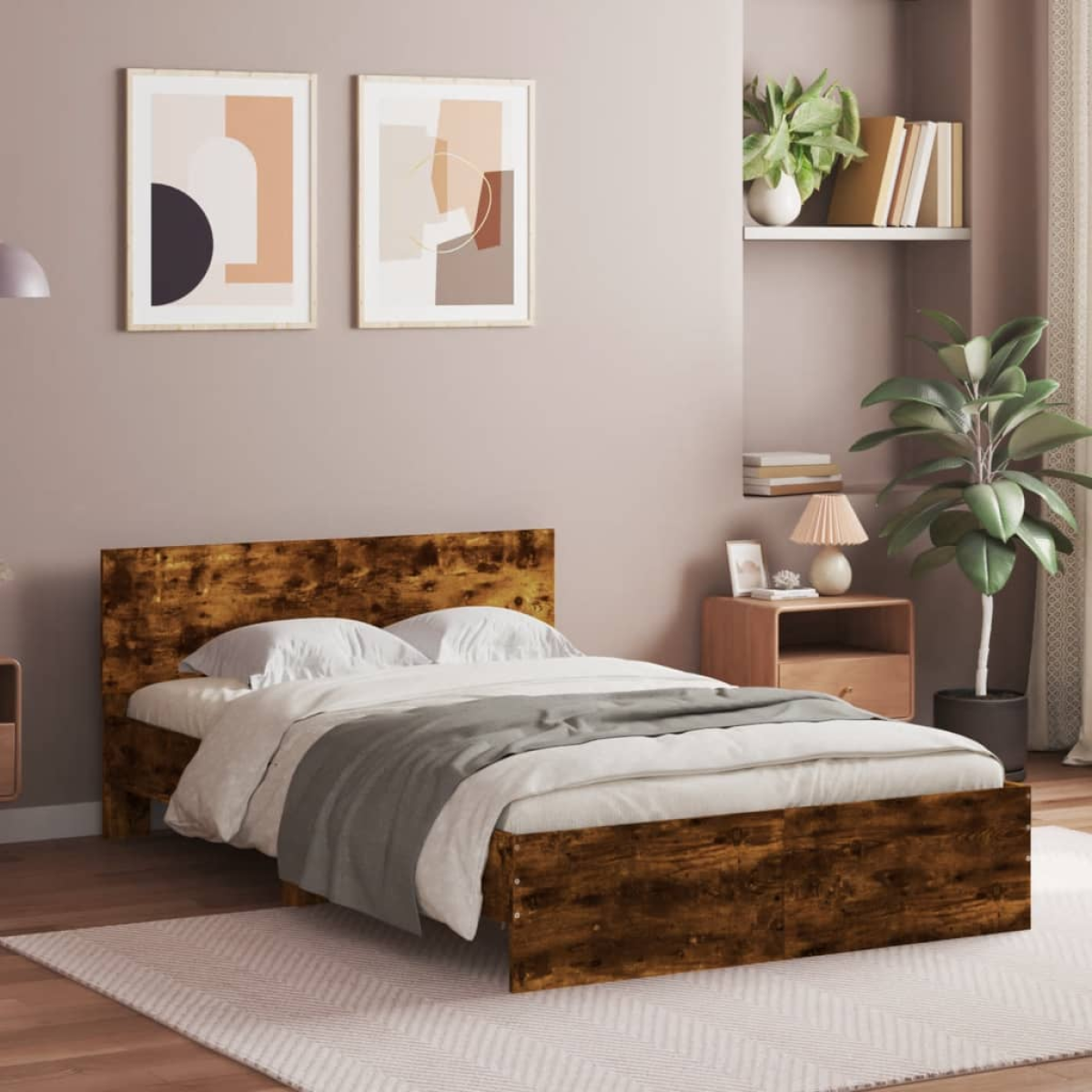 vidaXL Bed Frame with Headboard Old Wood 90 x 200 cm Engineered Wood - from vidaXL