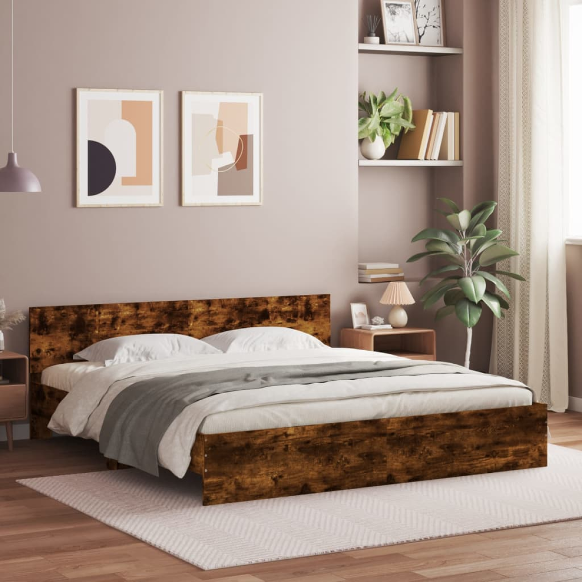 vidaXL Bed Frame with Headboard Old Wood 90 x 200 cm Engineered Wood - from vidaXL