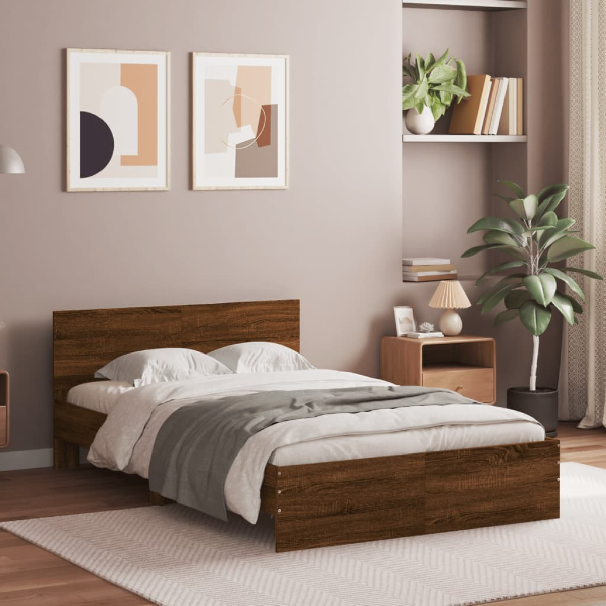 vidaXL Bed Frame with Headboard Old Wood 90 x 200 cm Engineered Wood - from vidaXL