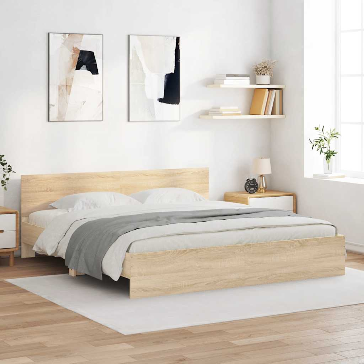 vidaXL Bed Frame with Headboard Old Wood 90 x 200 cm Engineered Wood - from vidaXL