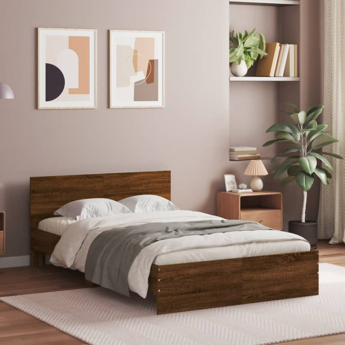vidaXL Bed Frame with Headboard Old Wood 90 x 200 cm Engineered Wood - from vidaXL