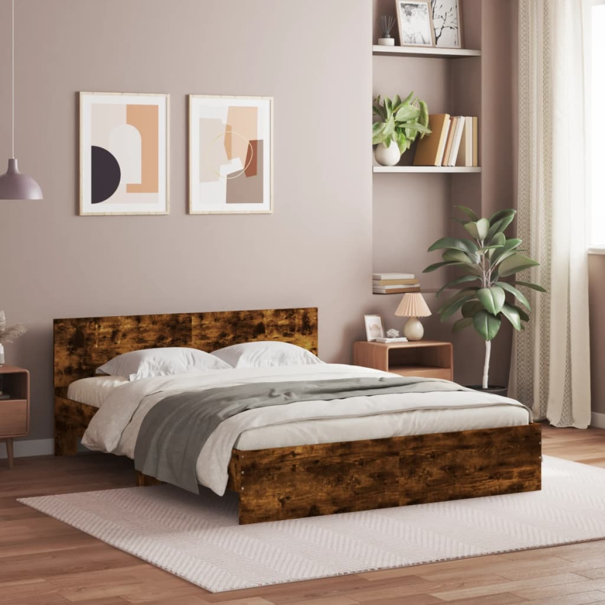 vidaXL Bed Frame with Headboard Old Wood 90 x 200 cm Engineered Wood - from vidaXL