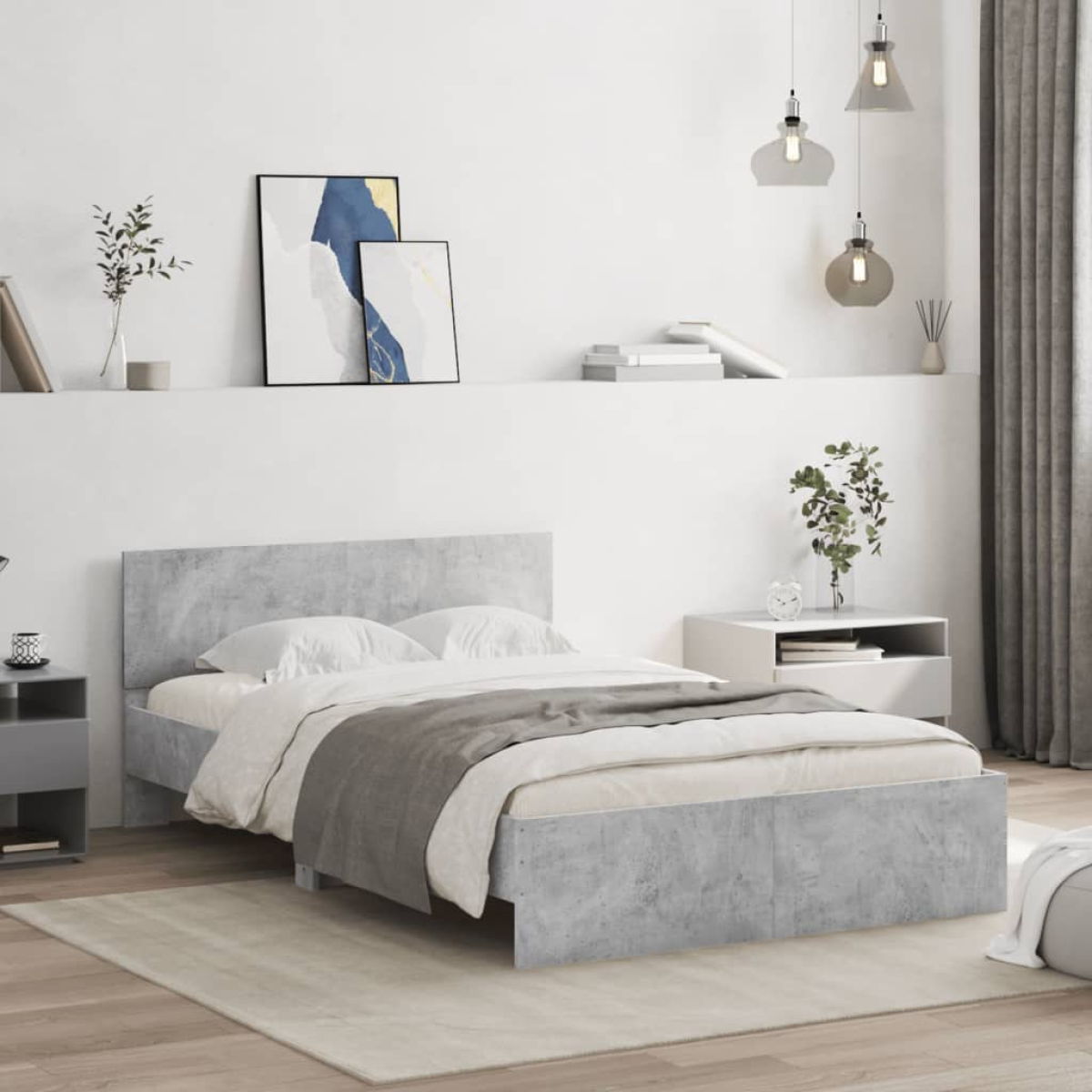 vidaXL Bed Frame with Headboard Old Wood 90 x 200 cm Engineered Wood - from vidaXL