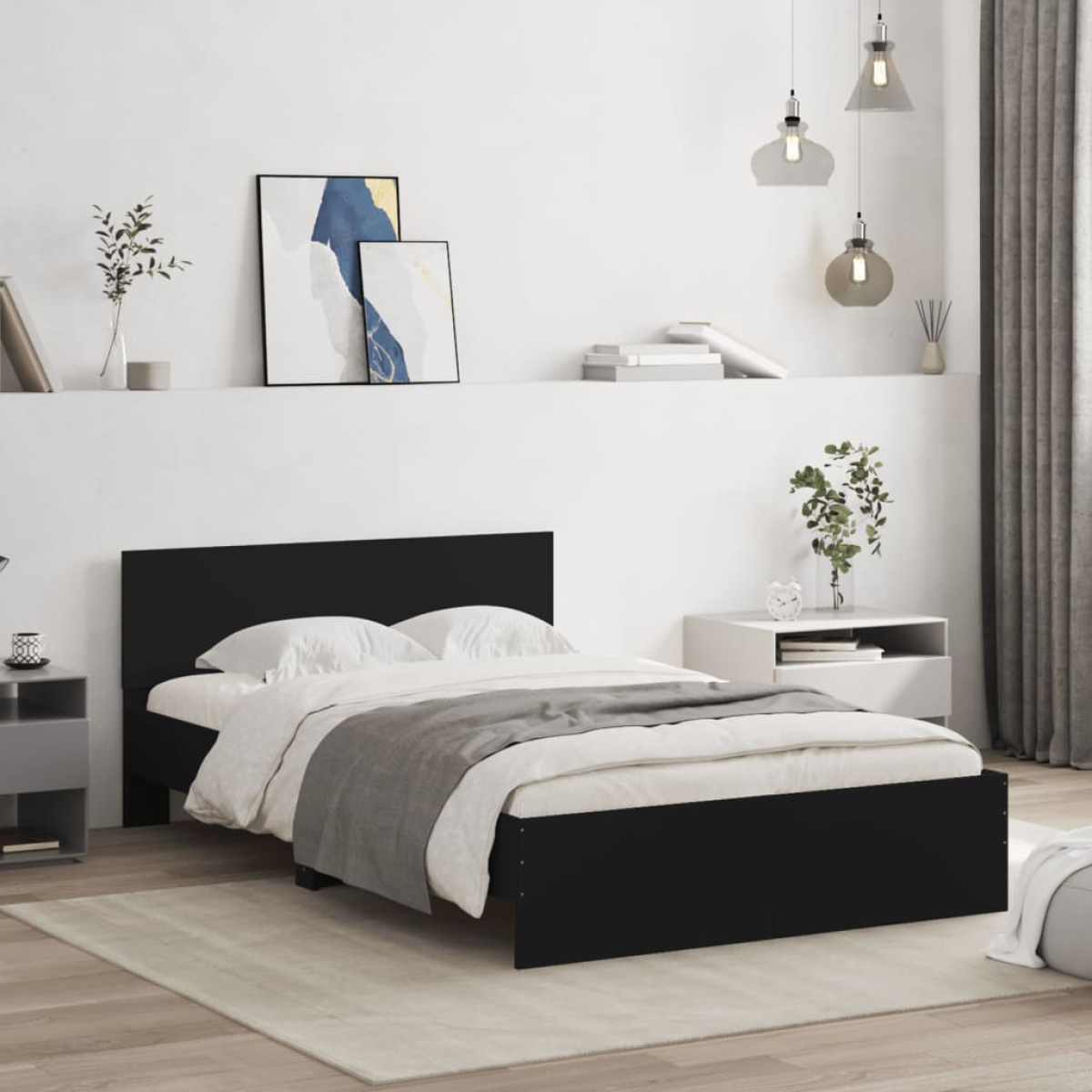 vidaXL Bed Frame with Headboard Old Wood 90 x 200 cm Engineered Wood - from vidaXL