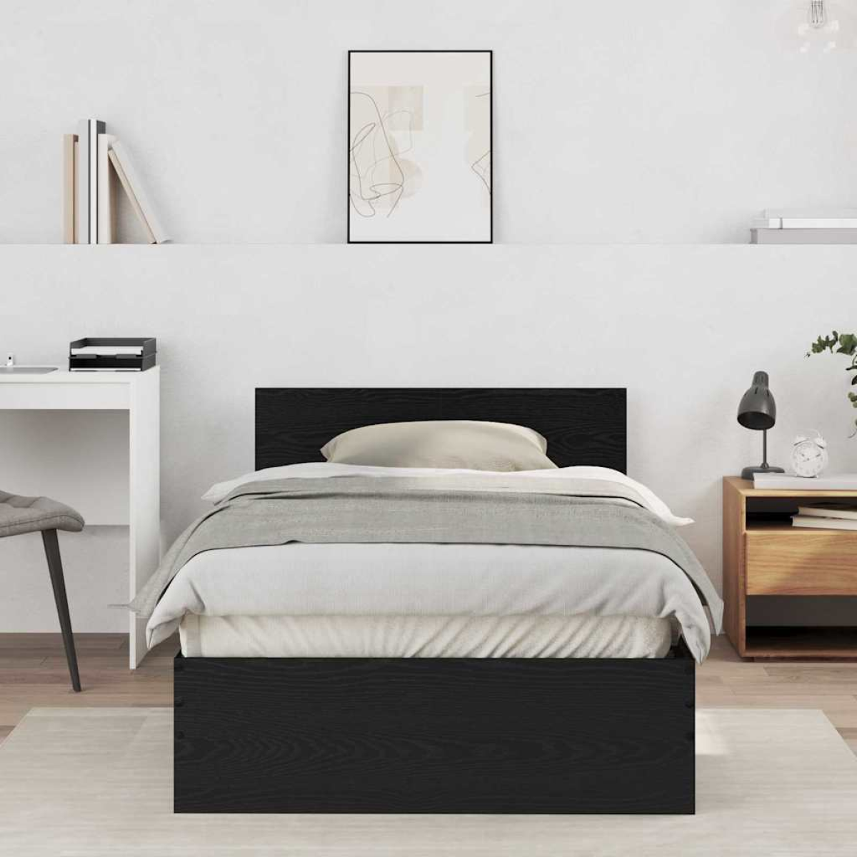 vidaXL Bed Frame with Headboard Old Wood 90 x 200 cm Engineered Wood - from vidaXL