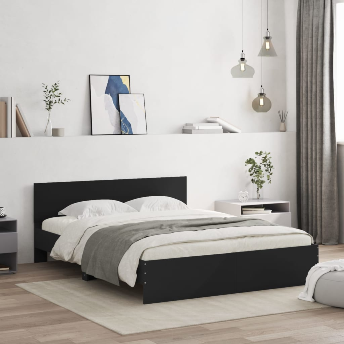 vidaXL Bed Frame with Headboard Old Wood 90 x 200 cm Engineered Wood - from vidaXL