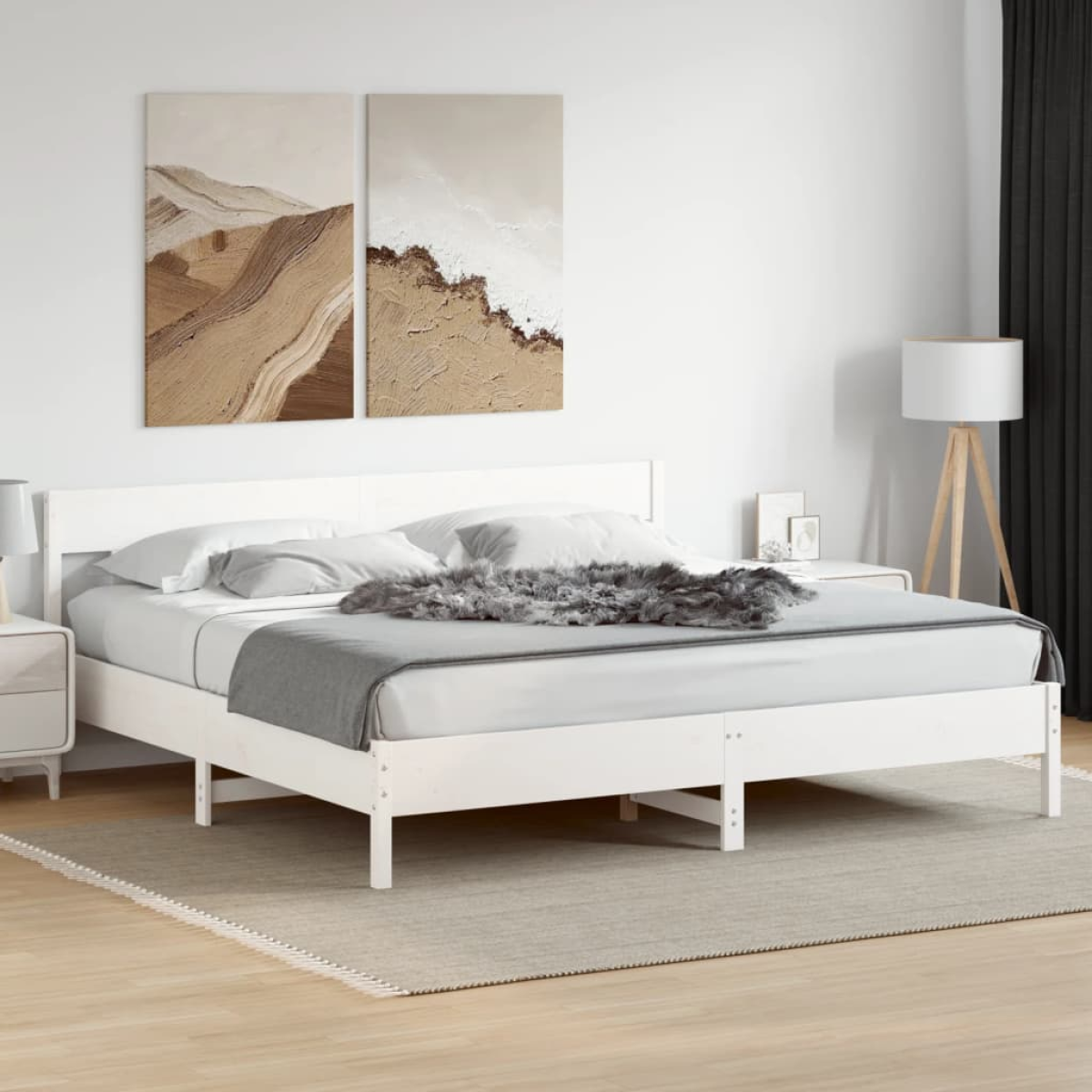 vidaXL Bed Frame without Mattress 150x200 cm King Size Solid Wood Pine - from vidaXL