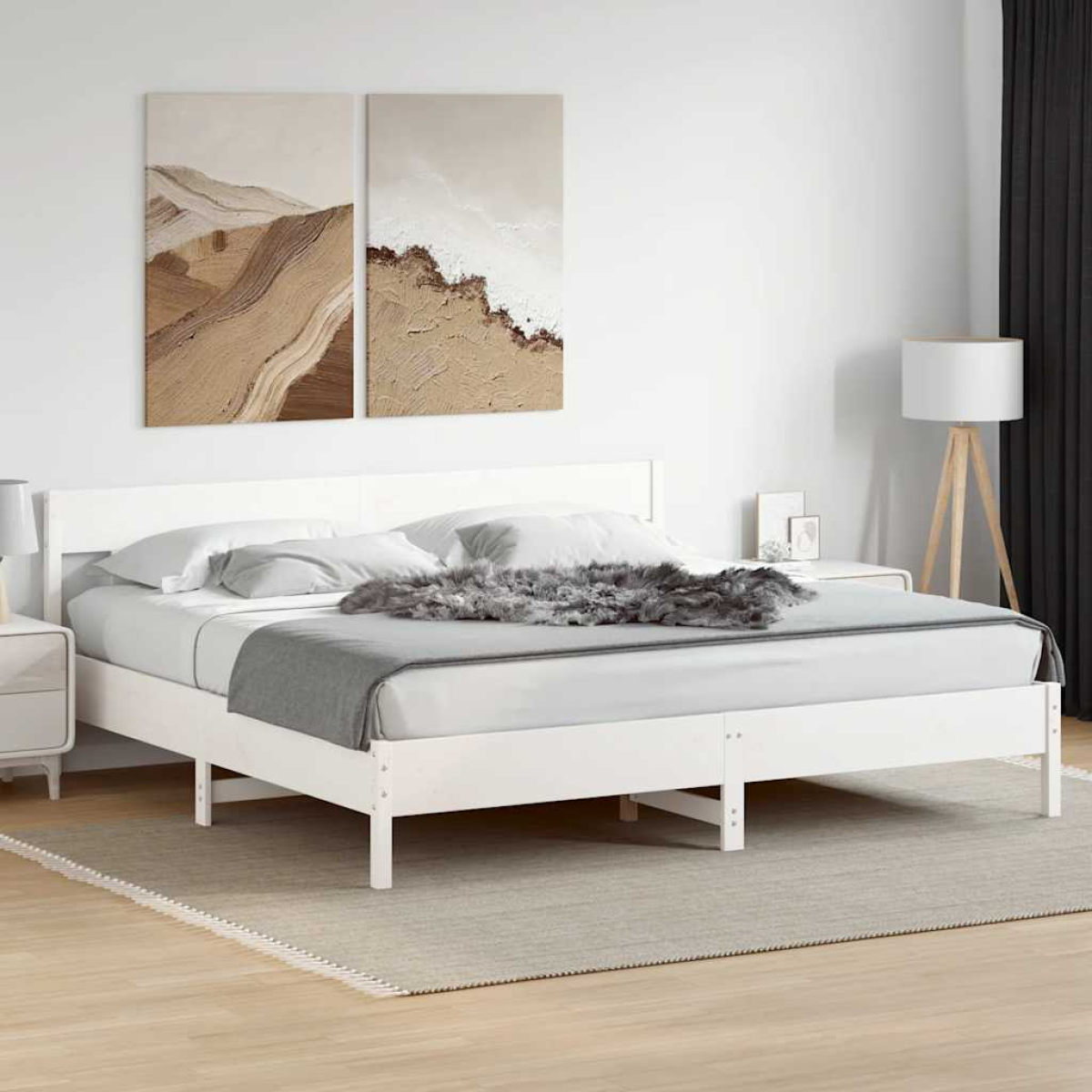 vidaXL Bed Frame without Mattress 150x200 cm King Size Solid Wood Pine - from vidaXL