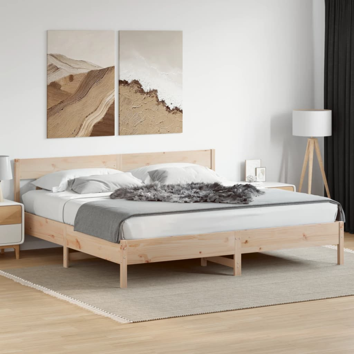 vidaXL Bed Frame without Mattress 150x200 cm King Size Solid Wood Pine - from vidaXL