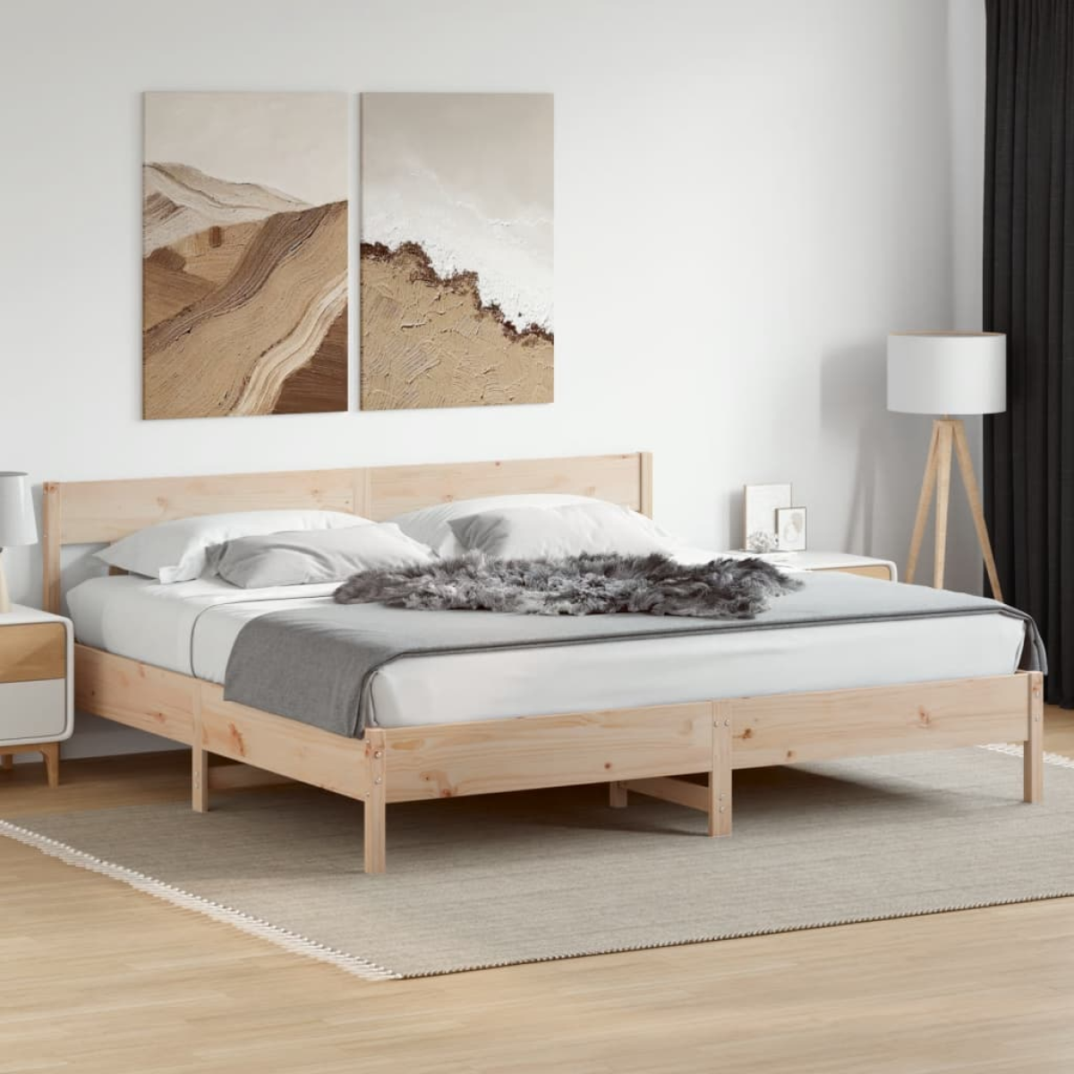 vidaXL Bed Frame without Mattress 150x200 cm King Size Solid Wood Pine - from vidaXL