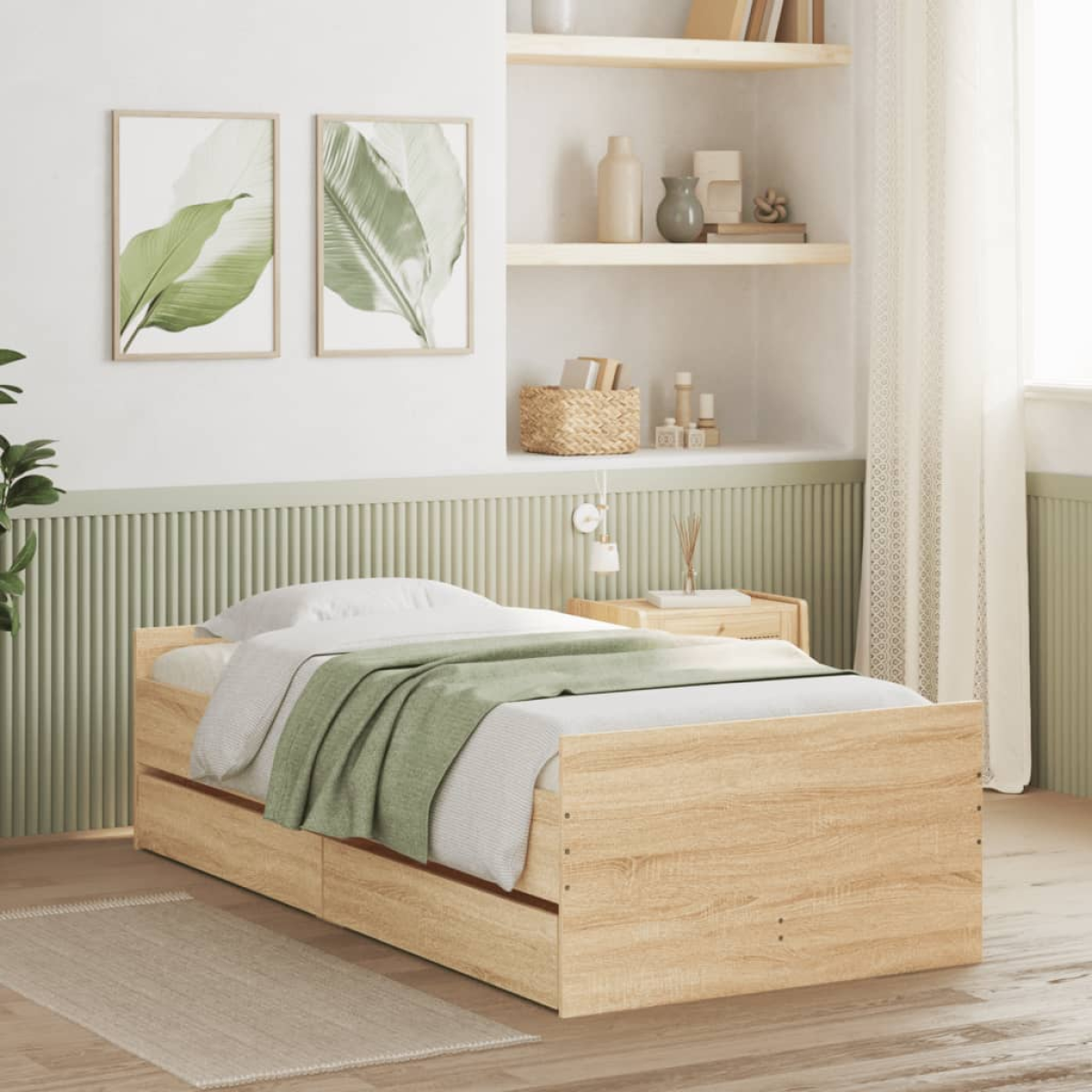 vidaXL Bed Frame | White | Engineered wood | Single | Bed Frame | Rectangular - from vidaXL