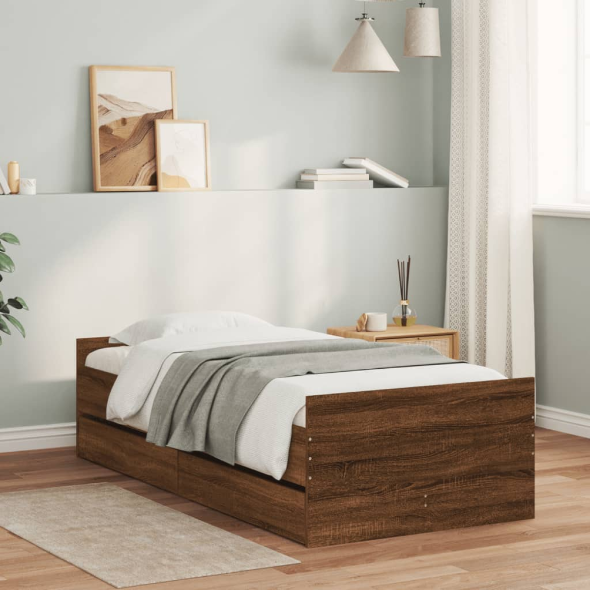 vidaXL Bed Frame | White | Engineered wood | Single | Bed Frame | Rectangular - from vidaXL