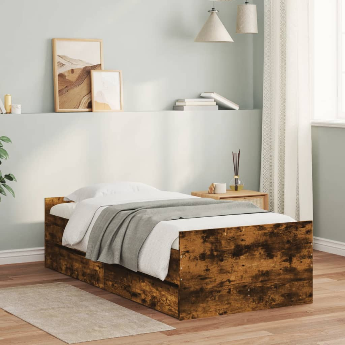 vidaXL Bed Frame | White | Engineered wood | Single | Bed Frame | Rectangular - from vidaXL