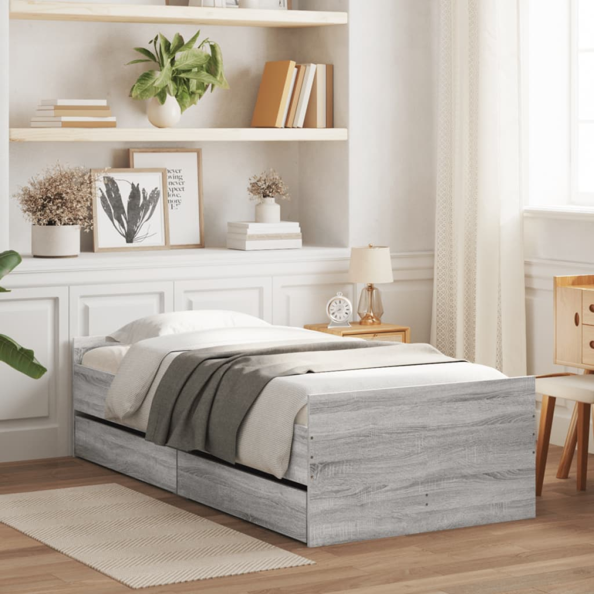 vidaXL Bed Frame | White | Engineered wood | Single | Bed Frame | Rectangular - from vidaXL