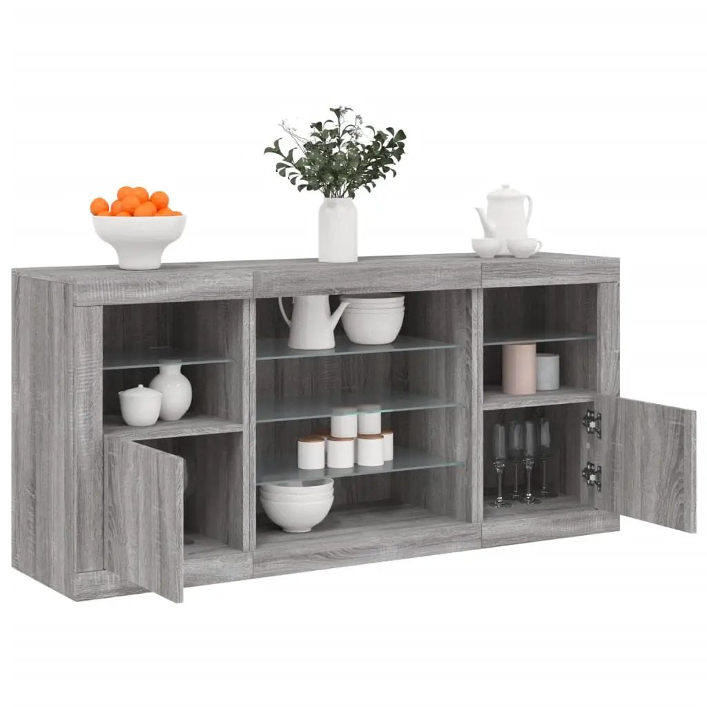 vidaXL vidaXL Sideboard with LED Lights White 142.5x37x67 cm - Sideboard