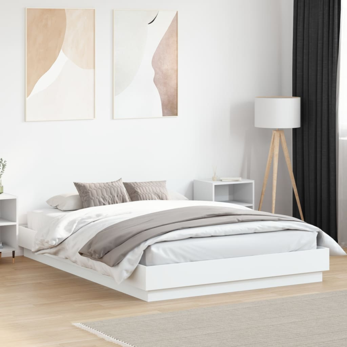 vidaXL Bed Frame | White | Engineered wood | 200x200 cm | Durable | Bed Frame - from vidaXL