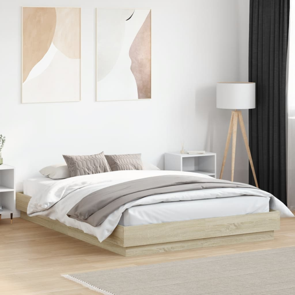 vidaXL Bed Frame | White | Engineered wood | 200x200 cm | Durable | Bed Frame - from vidaXL