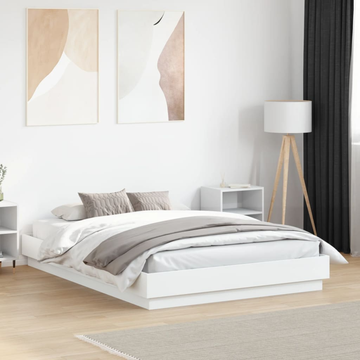 vidaXL Bed Frame | White | Engineered wood | 200x200 cm | Durable | Bed Frame - from vidaXL