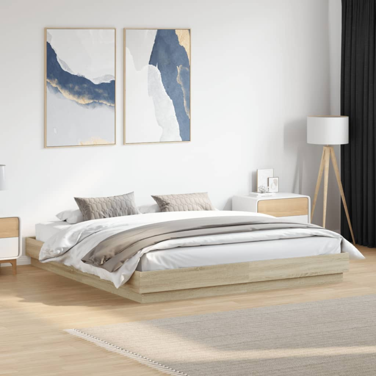vidaXL Bed Frame | White | Engineered wood | 200x200 cm | Durable | Bed Frame - from vidaXL