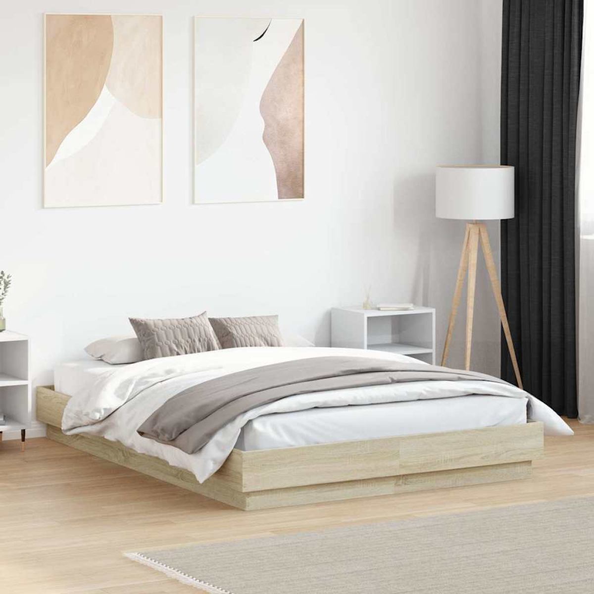 vidaXL Bed Frame | White | Engineered wood | 200x200 cm | Durable | Bed Frame - from vidaXL