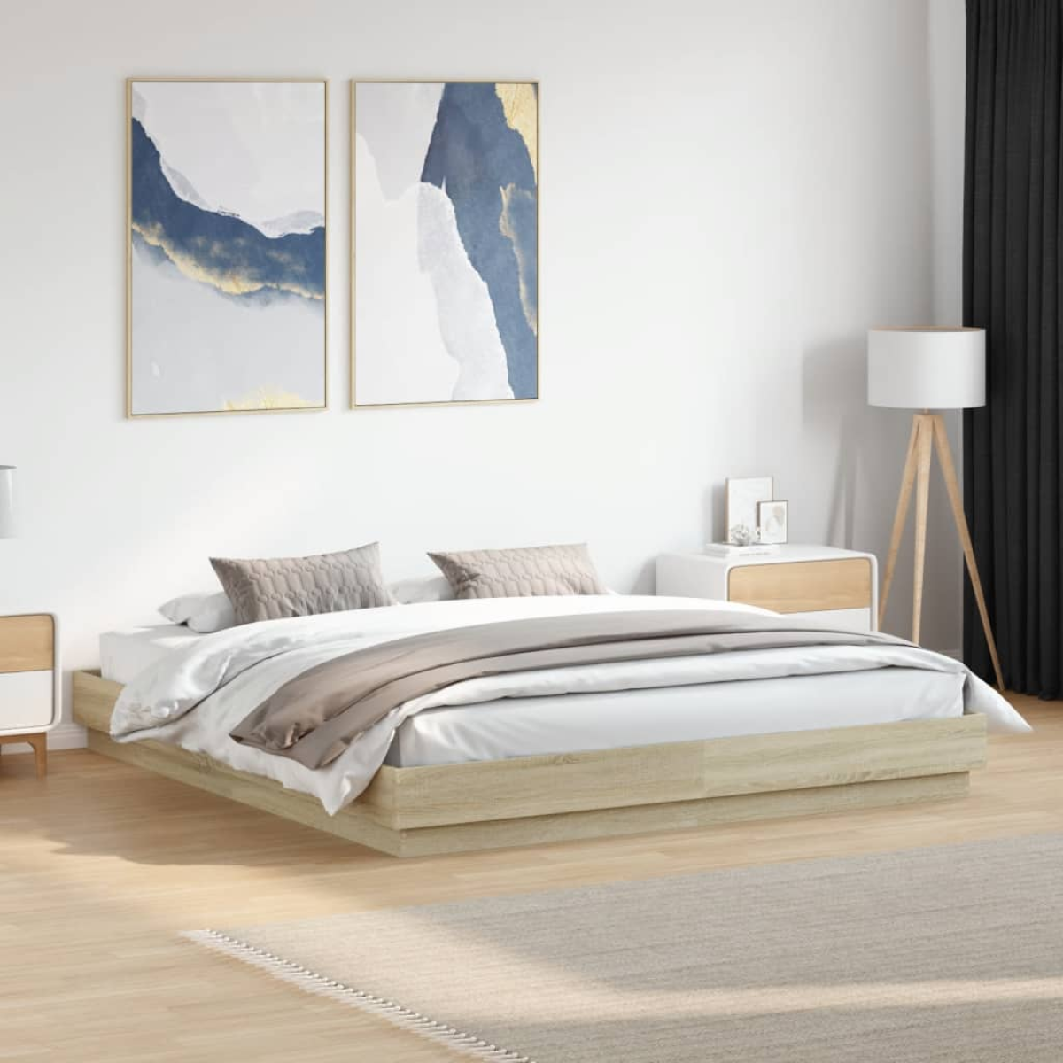 vidaXL Bed Frame | White | Engineered wood | 200x200 cm | Durable | Bed Frame - from vidaXL
