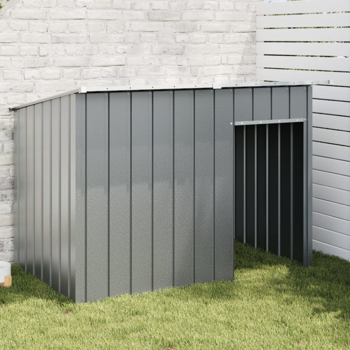 vidaXL Dog House with Run Anthracite 153x194x110 cm Galvanised Steel - from vidaXL