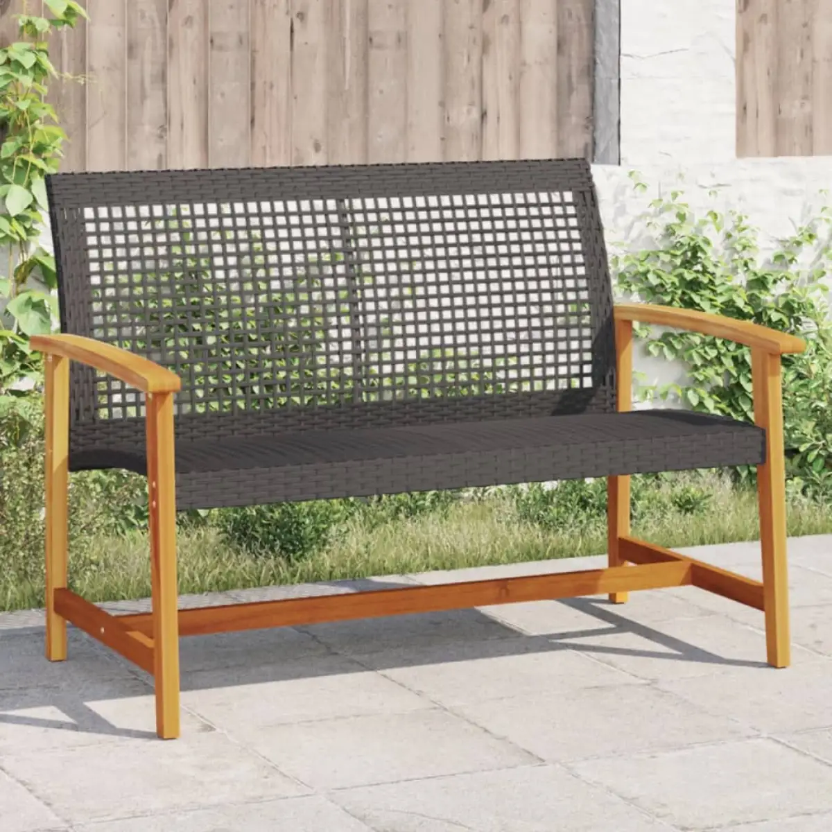 vidaXL vidaXL Garden Chairs 2 pcs Black Poly Rattan and Acacia Wood - Garden Chairs