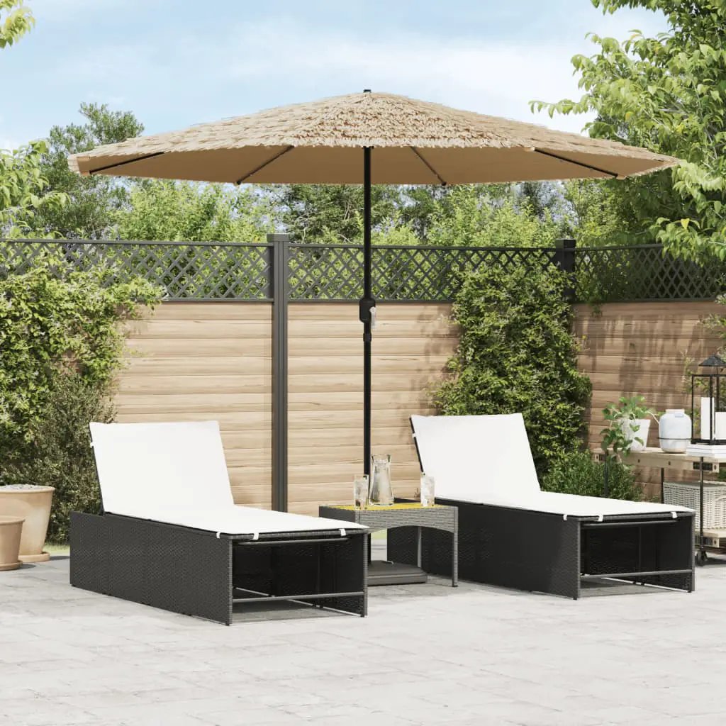 vidaXL vidaXL Garden Parasol with LEDs and Steel Pole Brown 248x248x248 cm - Parasol