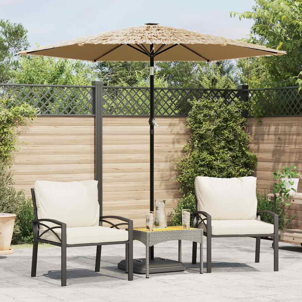vidaXL vidaXL Garden Parasol with LEDs and Steel Pole Brown 248x248x248 cm - Parasol