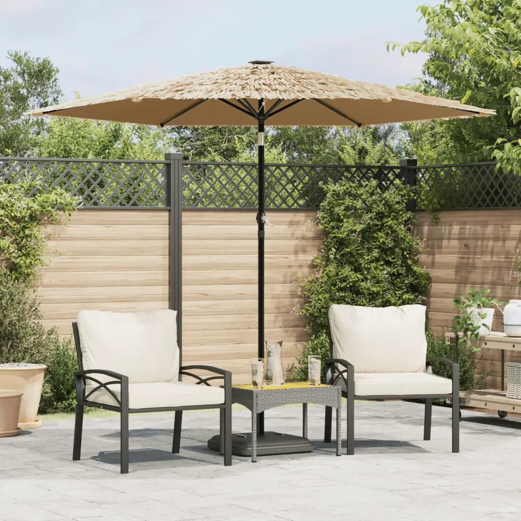 vidaXL vidaXL Garden Parasol with LEDs and Steel Pole Brown 248x248x248 cm - Parasol