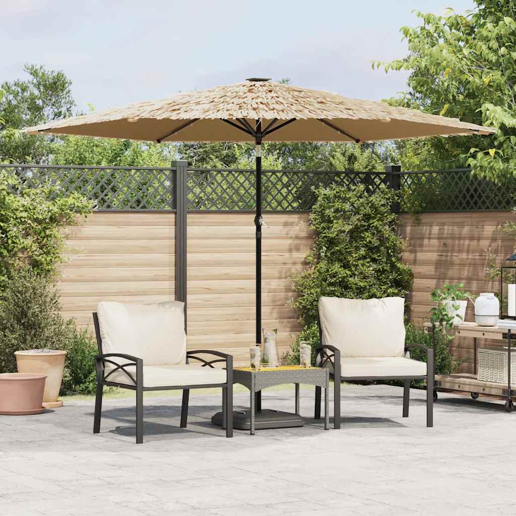 vidaXL vidaXL Garden Parasol with LEDs and Steel Pole Brown 248x248x248 cm - Parasol