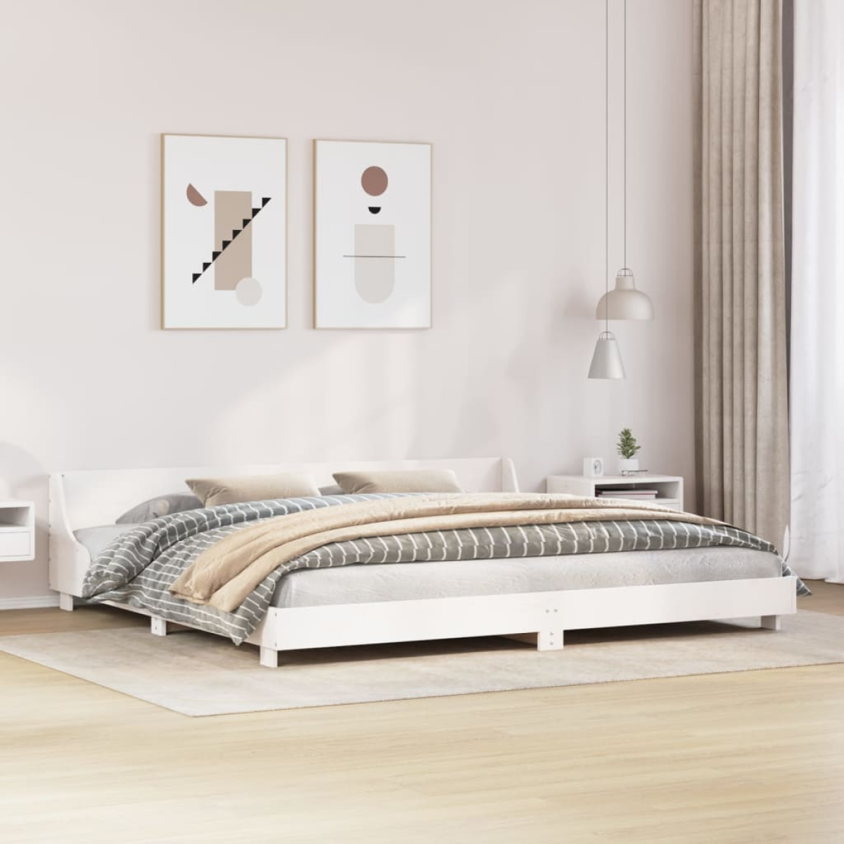 vidaXL Bed Frame without Mattress White 180x200 cm Super King Solid Wood Pine - from vidaXL