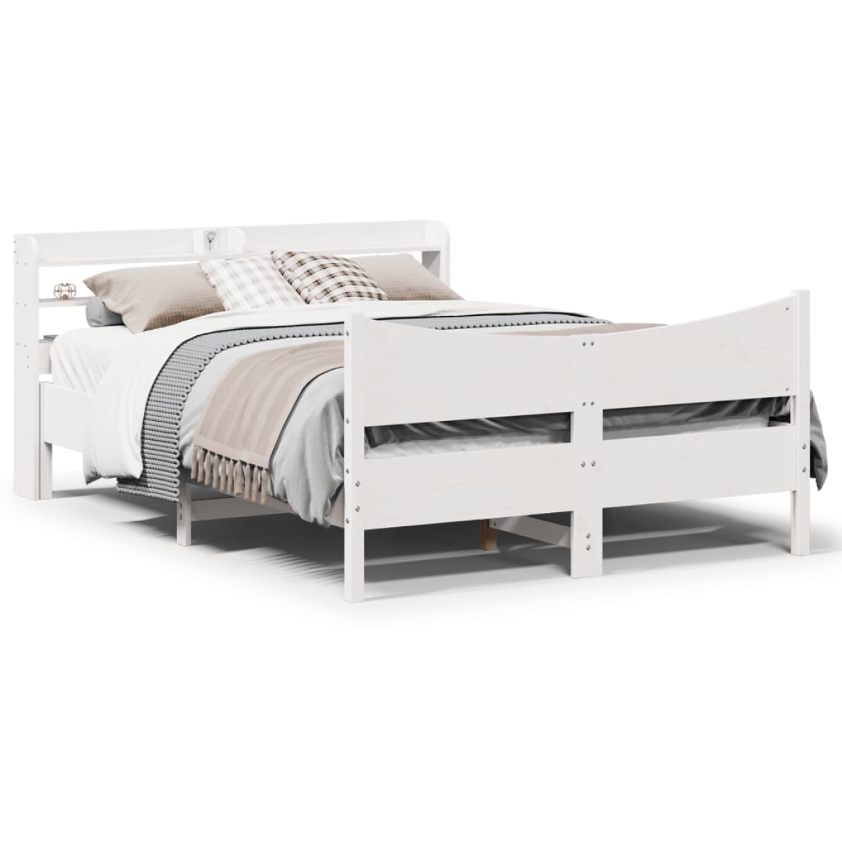 vidaXL Bed Frame with Headboard 200x200 cm Solid Wood Pine - from vidaXL
