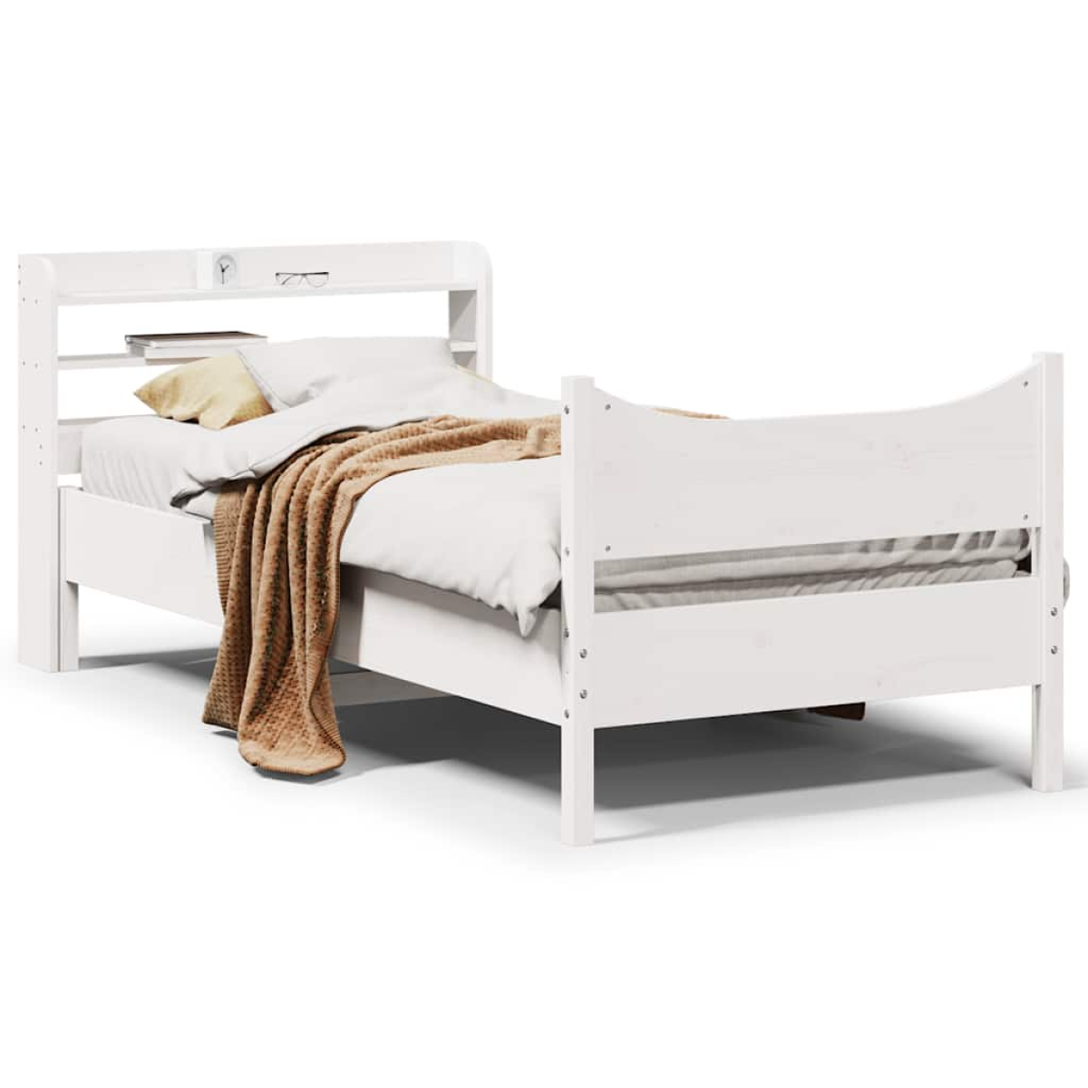 vidaXL Bed Frame with Headboard 200x200 cm Solid Wood Pine - from vidaXL