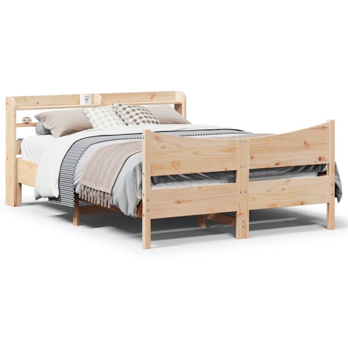vidaXL Bed Frame with Headboard 200x200 cm Solid Wood Pine - from vidaXL