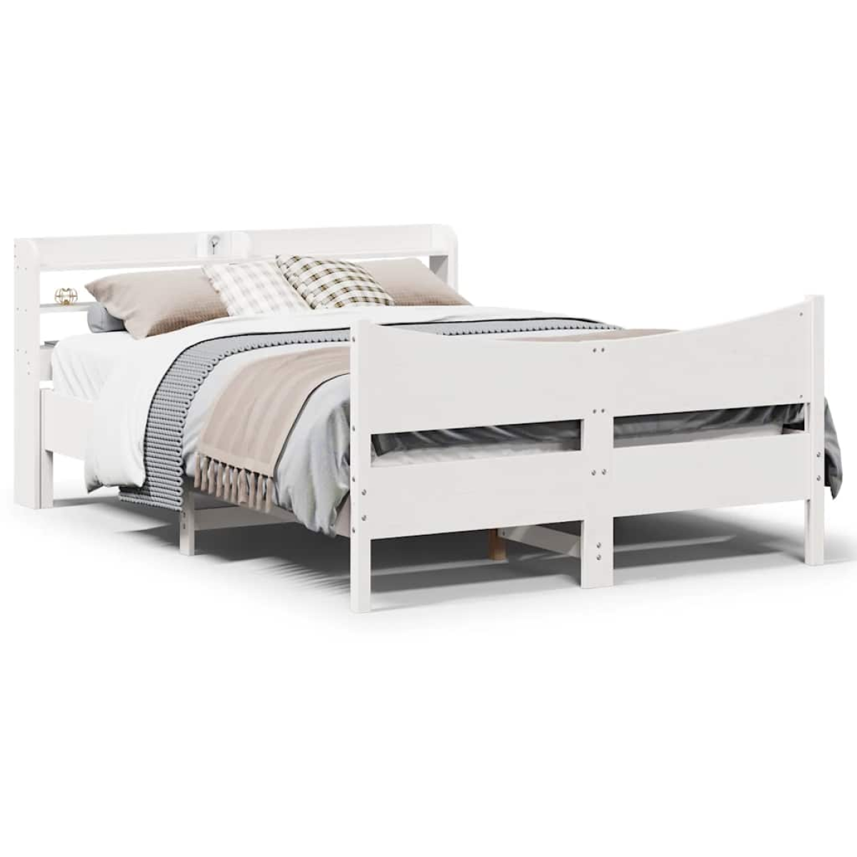 vidaXL Bed Frame with Headboard 200x200 cm Solid Wood Pine - from vidaXL