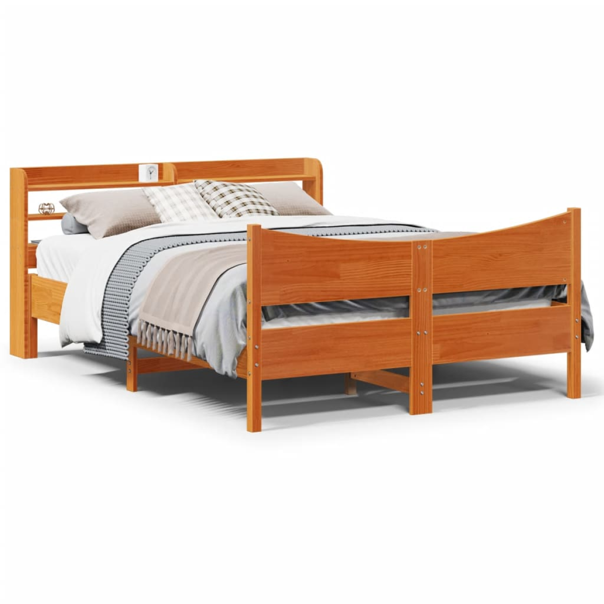 vidaXL Bed Frame with Headboard 200x200 cm Solid Wood Pine - from vidaXL