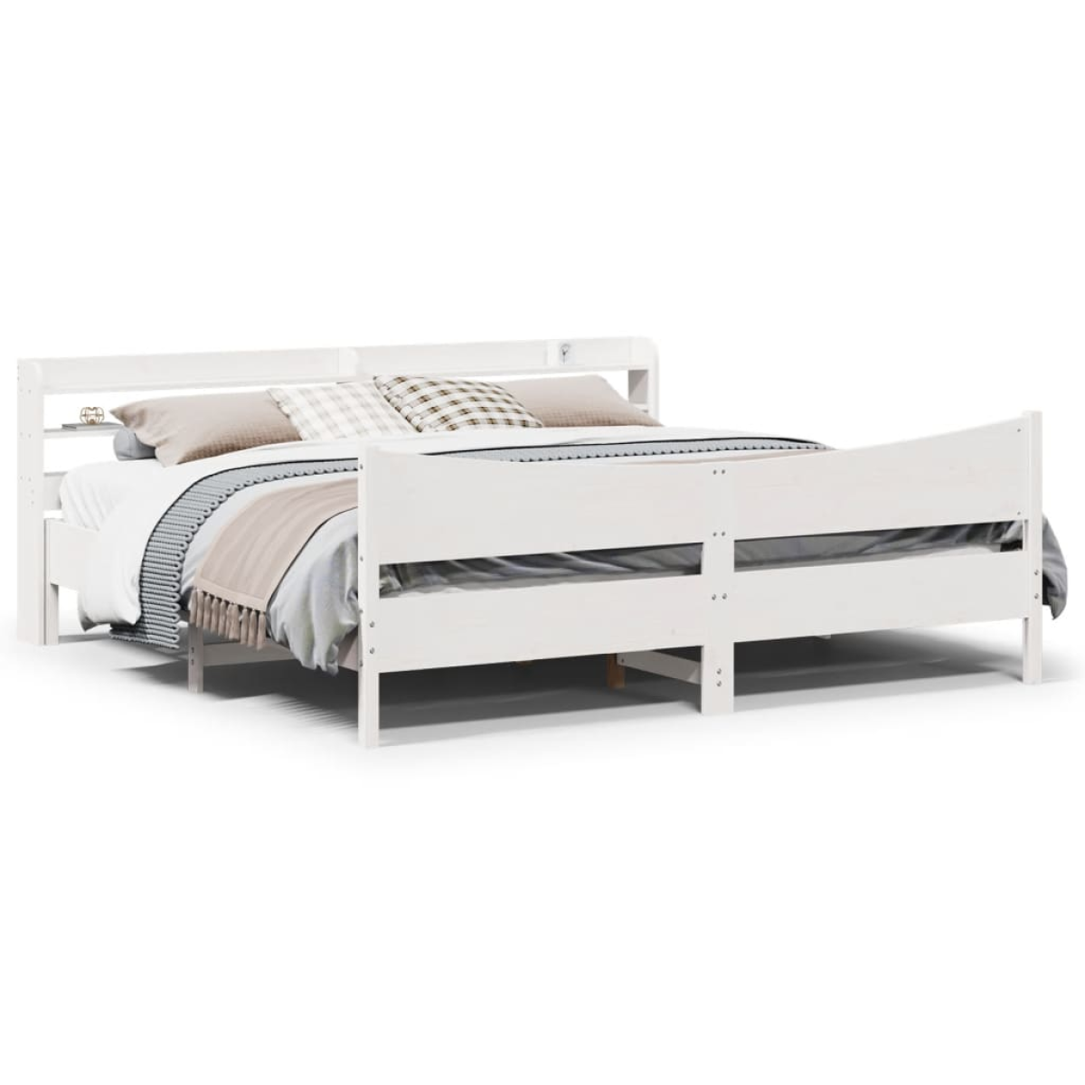 vidaXL Bed Frame with Headboard 200x200 cm Solid Wood Pine - from vidaXL