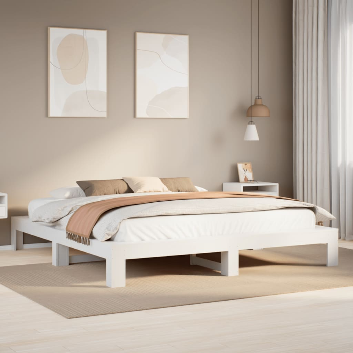 vidaXL Bed Frame | Natural wood colour | Solid pine wood, Plywood slats | Single - from vidaXL