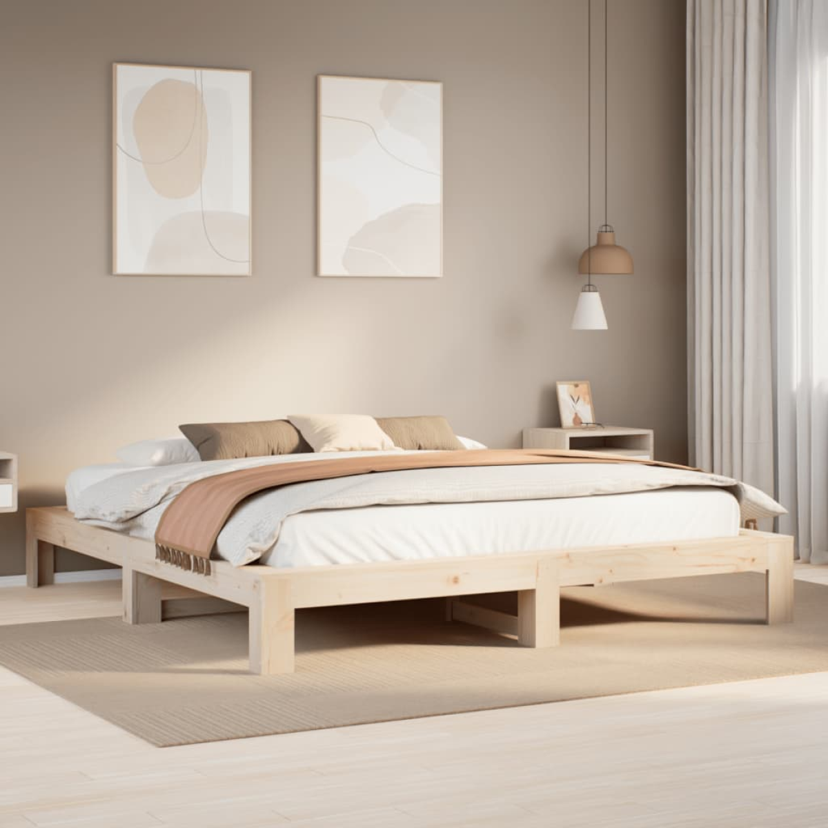 vidaXL Bed Frame | Natural wood colour | Solid pine wood, Plywood slats | Single - from vidaXL