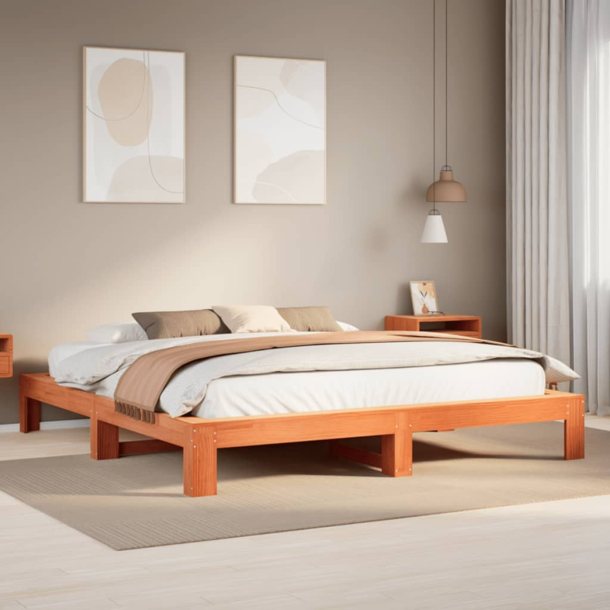 vidaXL Bed Frame | Natural wood colour | Solid pine wood, Plywood slats | Single - from vidaXL