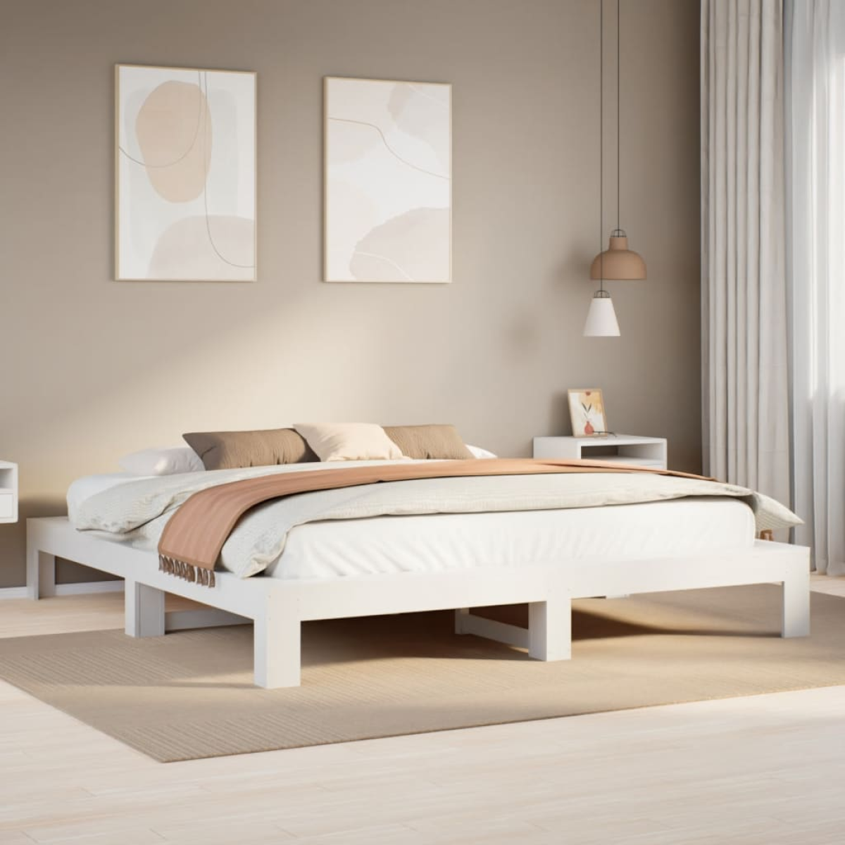 vidaXL Bed Frame | Natural wood colour | Solid pine wood, Plywood slats | Single - from vidaXL
