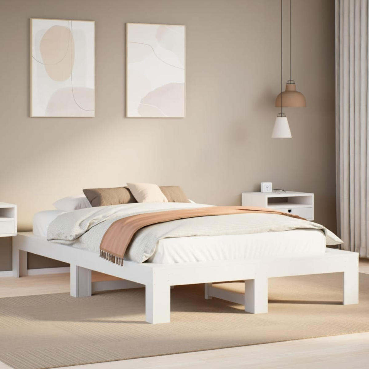 vidaXL Bed Frame | Natural wood colour | Solid pine wood, Plywood slats | Single - from vidaXL