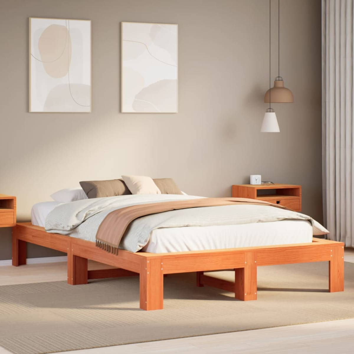vidaXL Bed Frame | Natural wood colour | Solid pine wood, Plywood slats | Single - from vidaXL