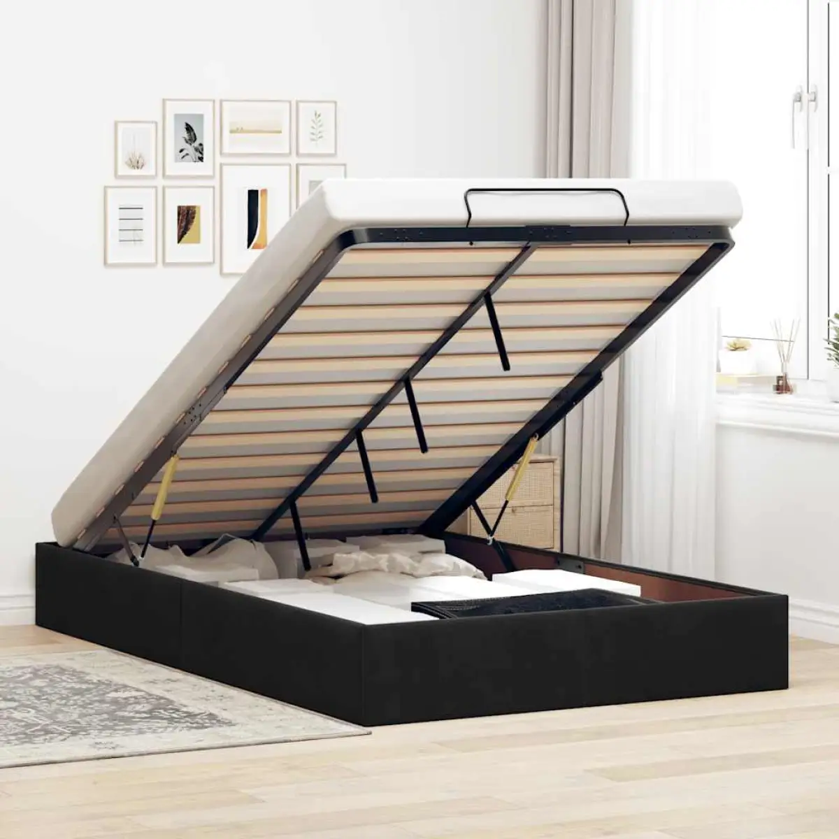 vidaXL vidaXL Ottoman Bed Frame No Mattress Light Grey Single Velvet - Bed Frames