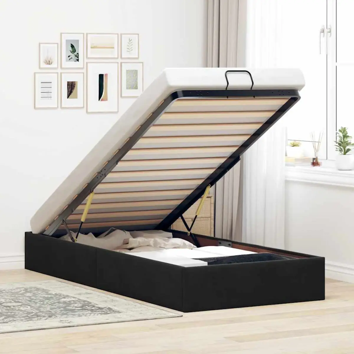 vidaXL vidaXL Ottoman Bed Frame No Mattress Light Grey Single Velvet - Bed Frames