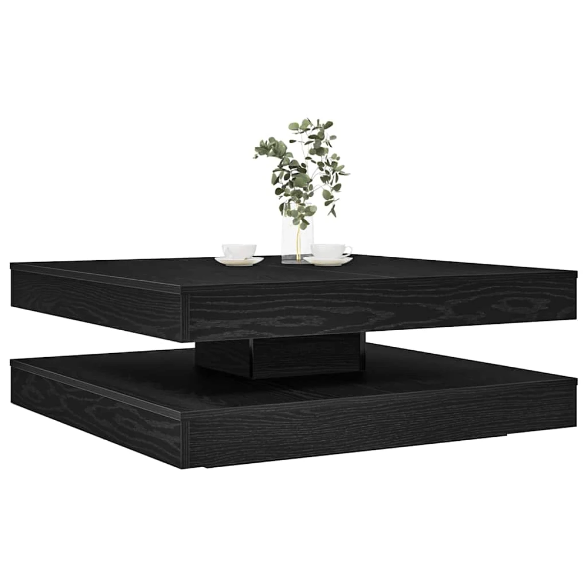 vidaXL vidaXL Coffee Table 50x50x34.5 cm 360 Degree Rotating Modern Black Wood for Living Room - Coffee Table
