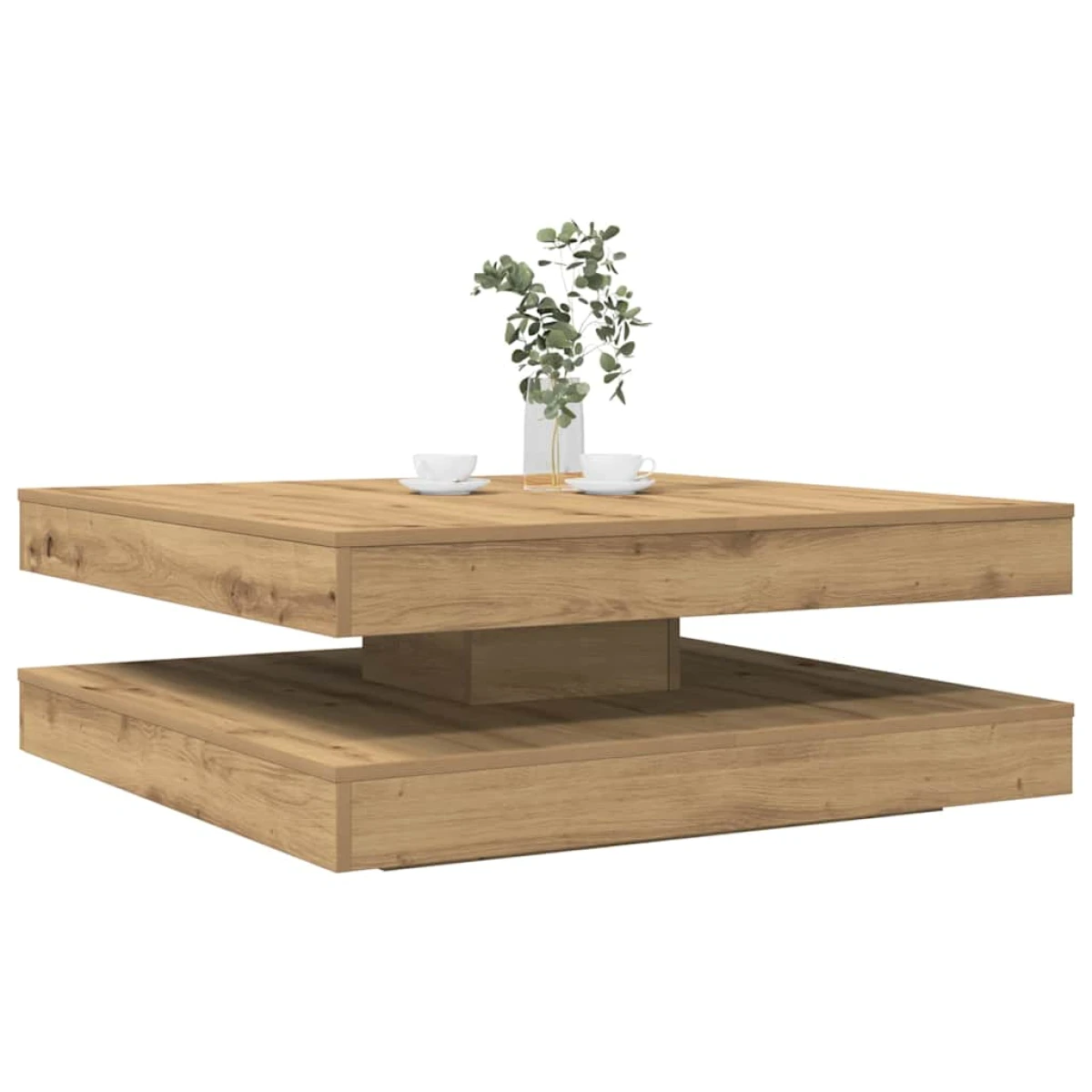 vidaXL vidaXL Coffee Table 50x50x34.5 cm 360 Degree Rotating Modern Black Wood for Living Room - Coffee Table