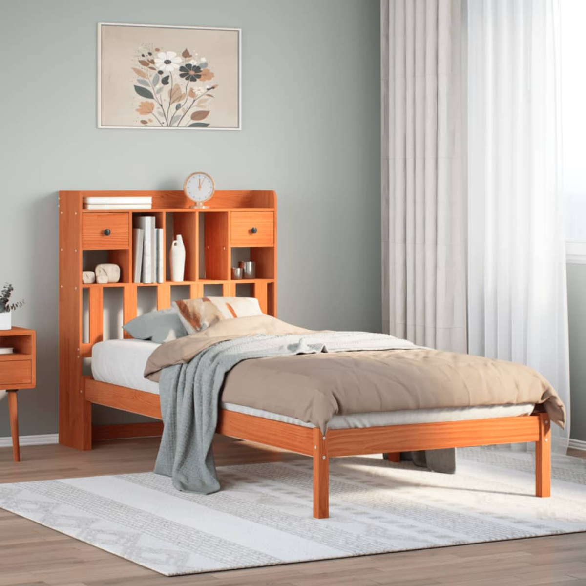 vidaXL Bookcase Bed without Mattress 75x190 cm Small Single Solid Wood Pine - from vidaXL